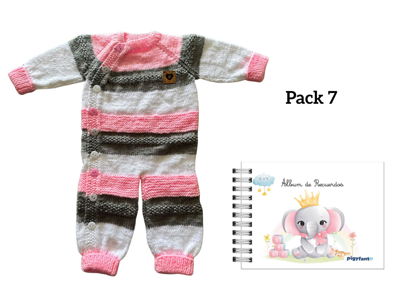 Pack Enterito Tejido (6 meses) + Álbum de Recuerdos Para Bebe (0 a 10 años). PIEZAS ÚNICAS 7