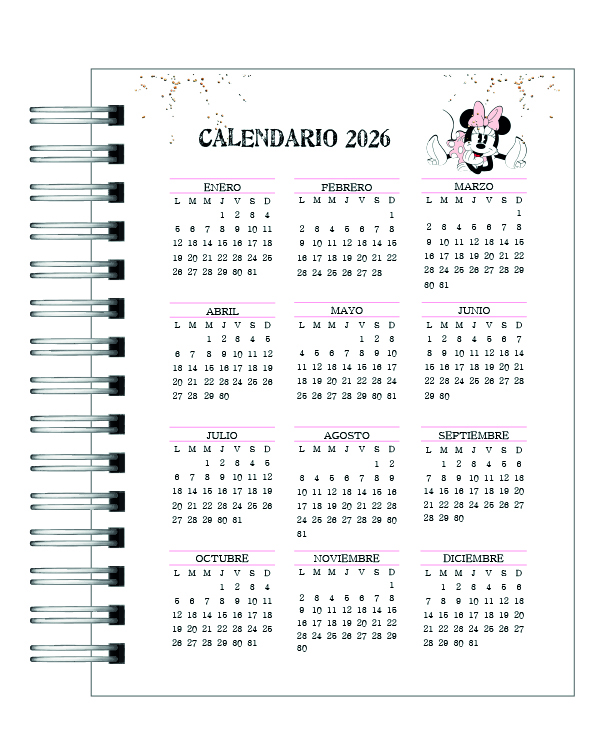 Agenda 100 años disney minnie 2026 4