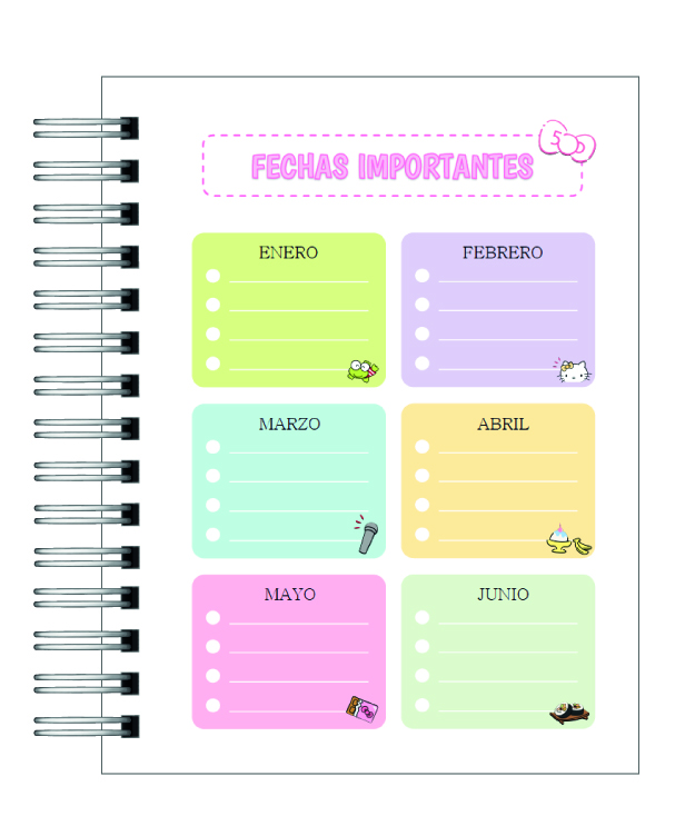 Agenda Infantil Sanrio 2026 5
