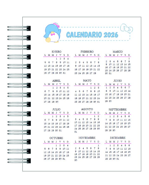 Agenda Infantil Sanrio 2026 4