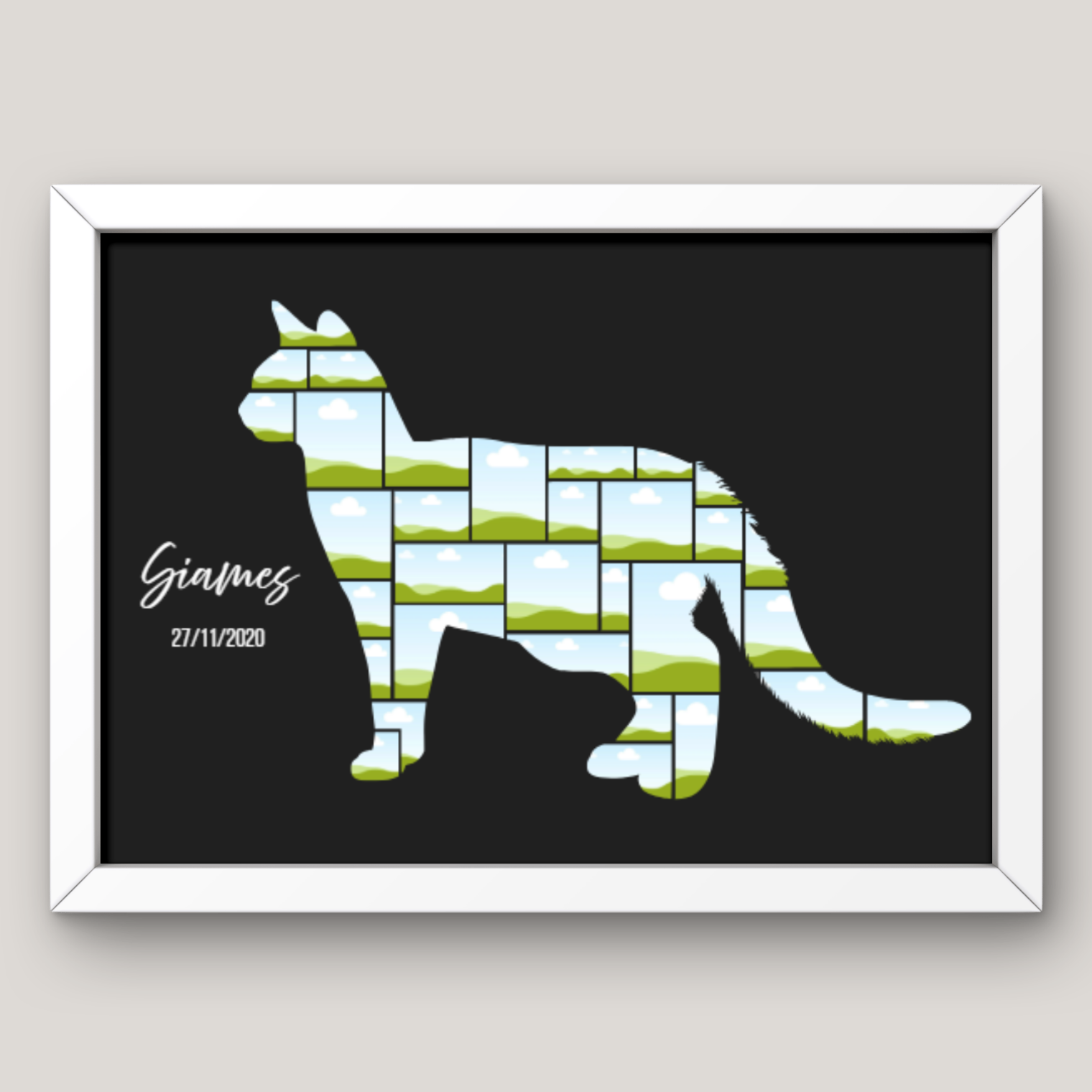 Cuadro Silueta Collage Gato 6