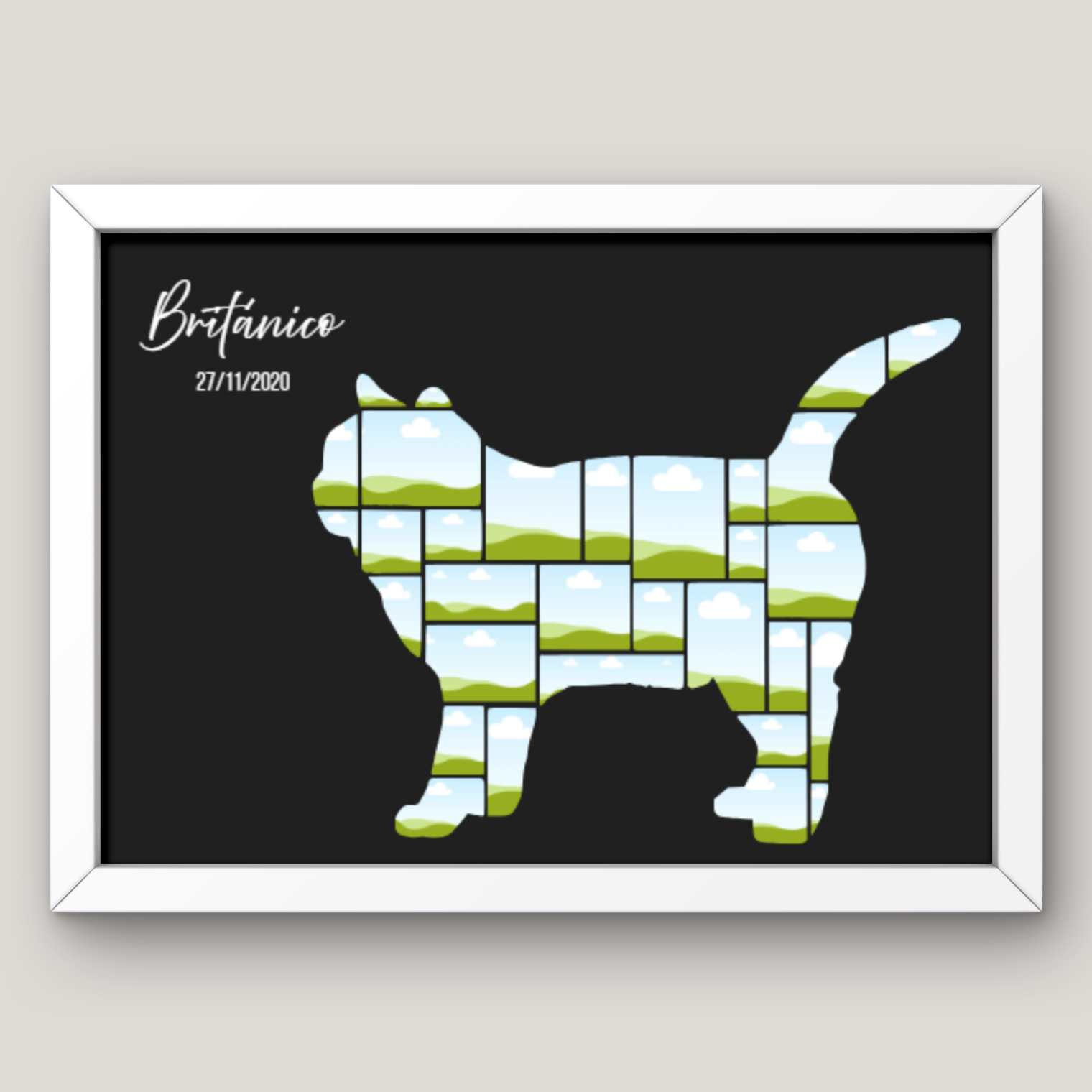 Cuadro Silueta Collage Gato 4