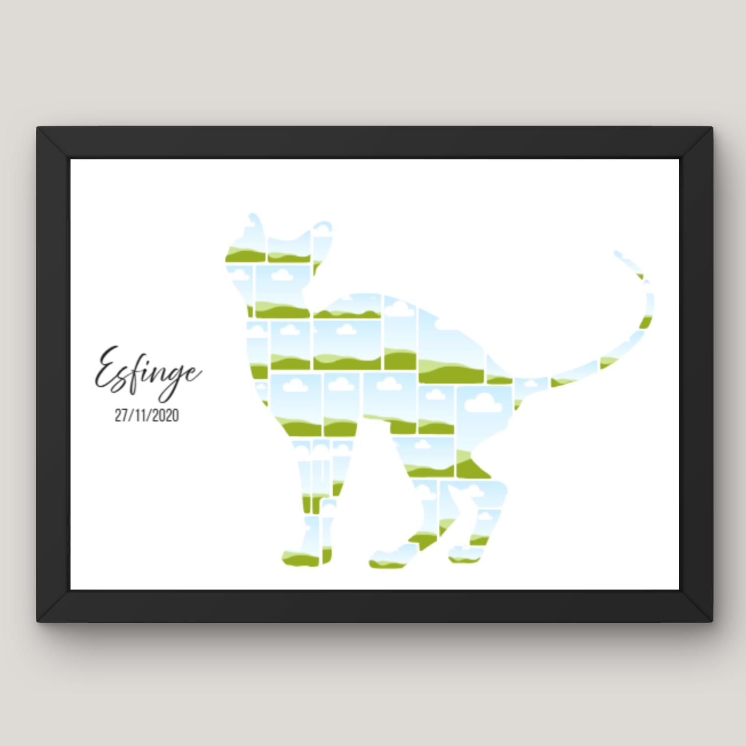 Cuadro Silueta Collage Gato 9