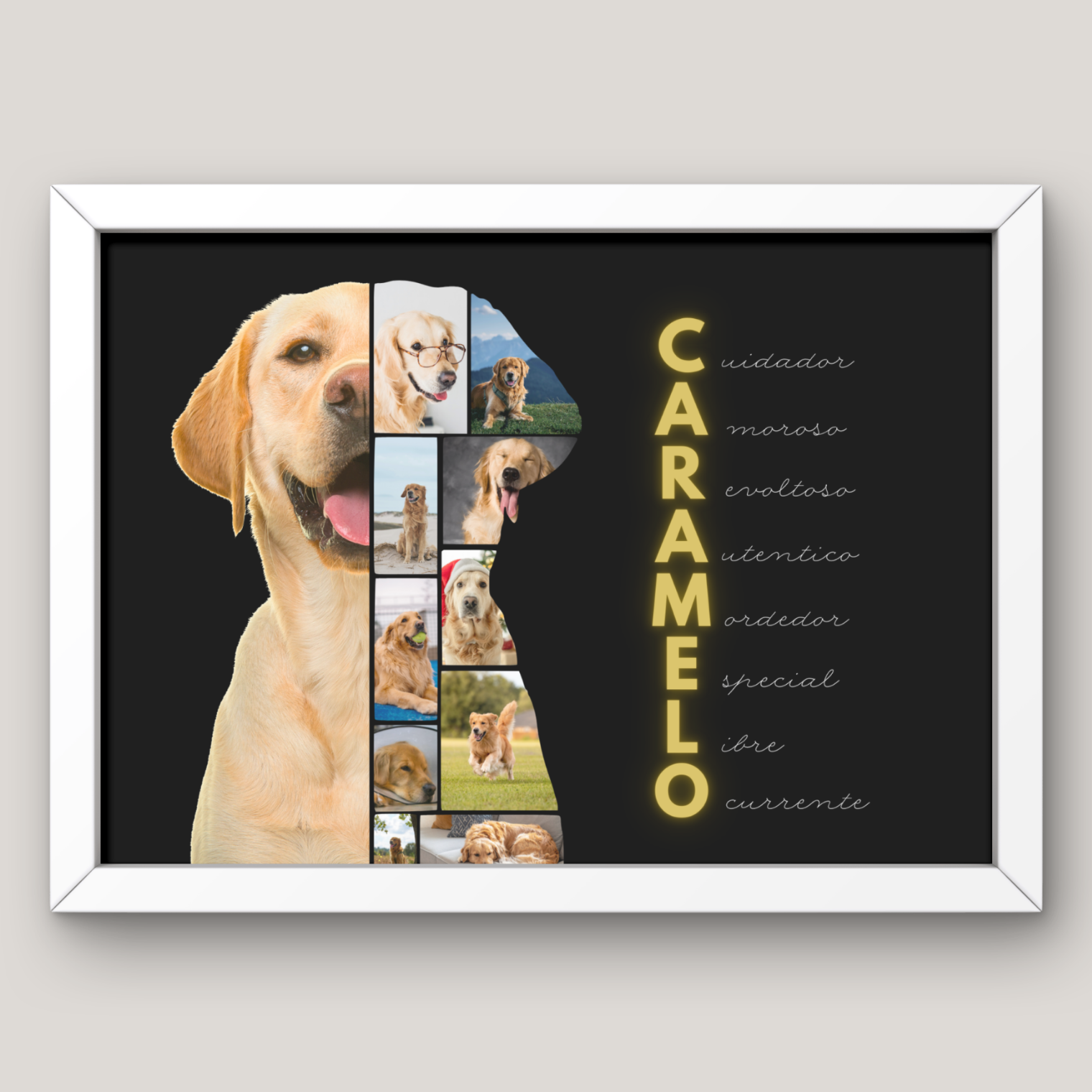 Cuadro Media Silueta Collage Mascota Personalizado 4