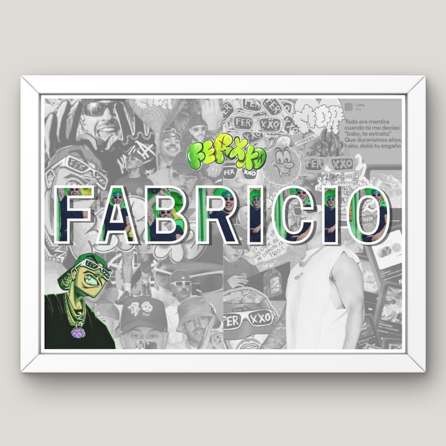 Cuadro  Tu nombre + Tu Artista Favorito  9