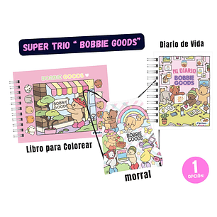 Súper Trío Bobbie Goods | Libro para Colorear + Diario de Vida + Morral