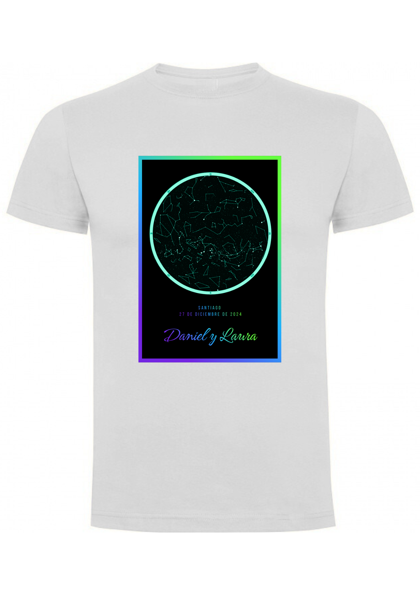 Polera Personalizada para Enamorados con Mapa Estelar 1