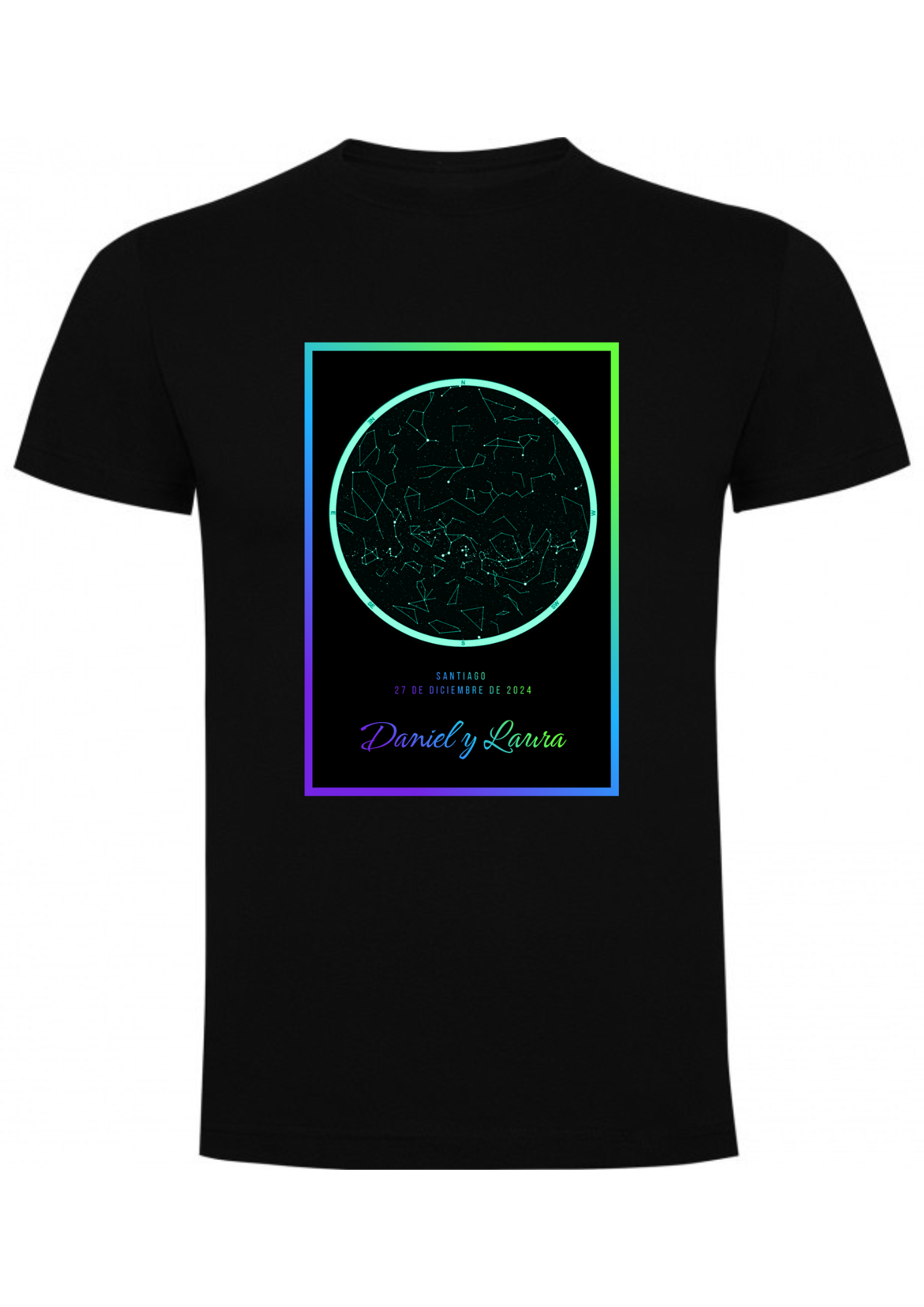 Polera Personalizada para Enamorados con Mapa Estelar 2