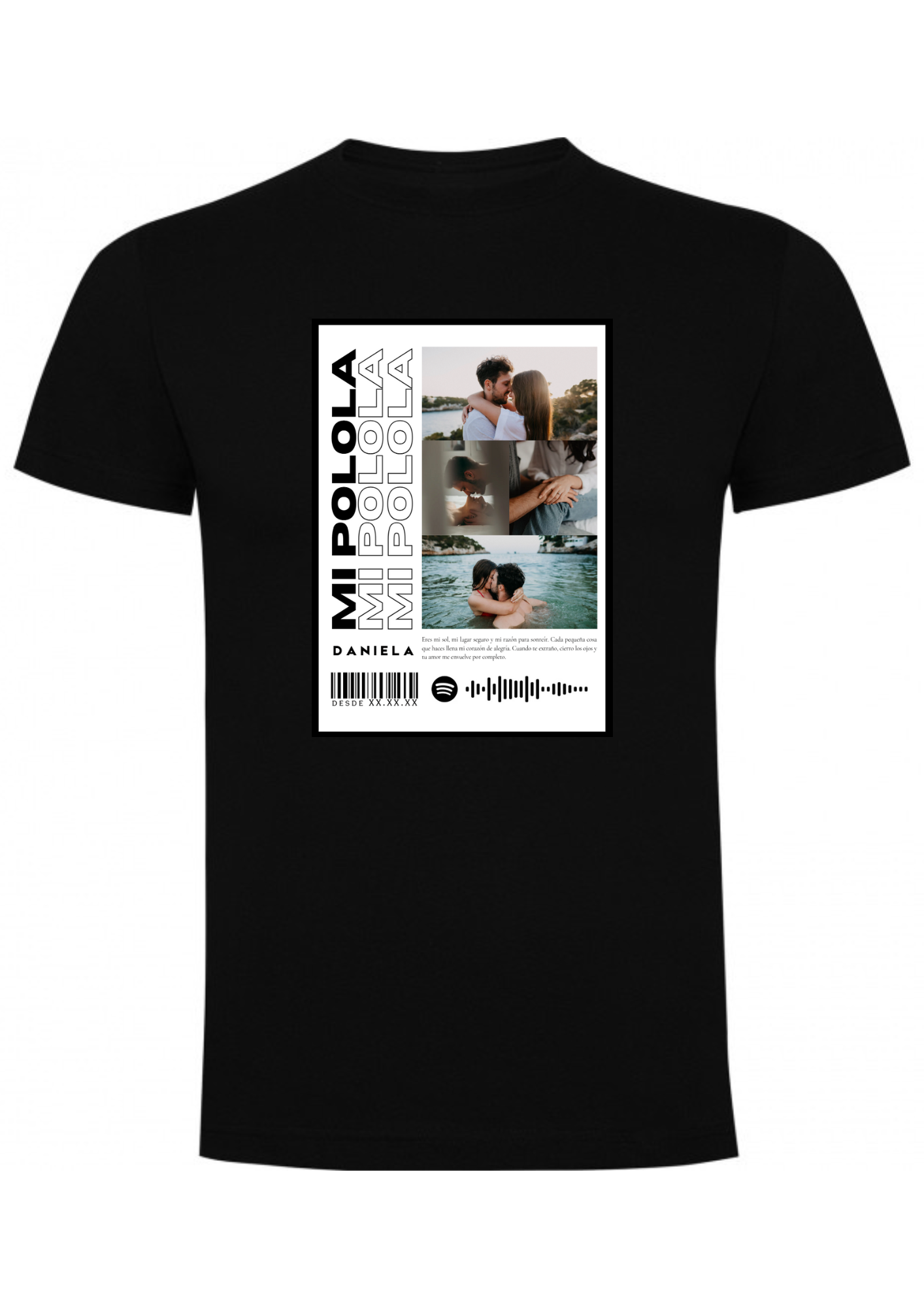 Polera Personalizada para Enamorados con Canción de Spotify 1