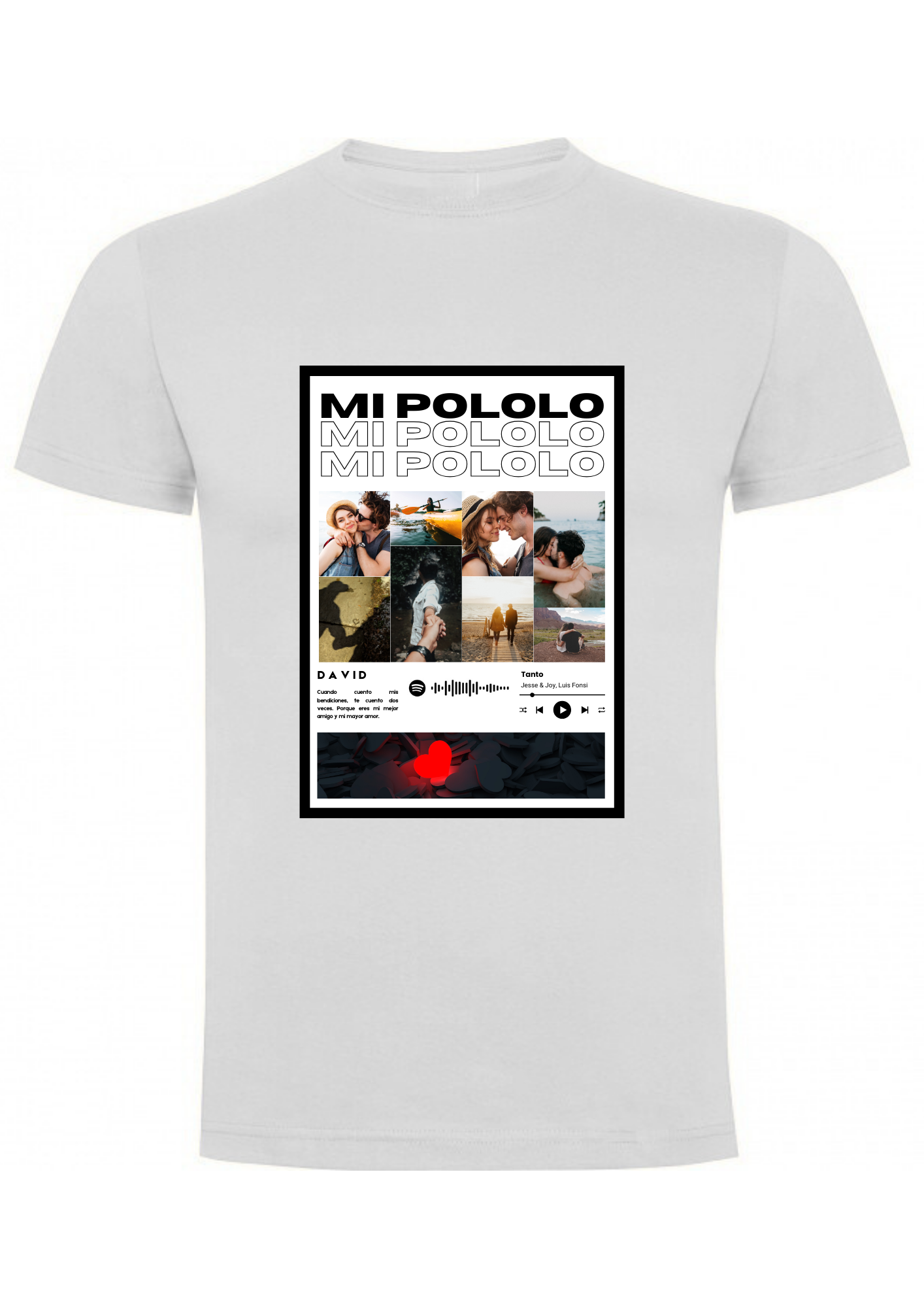Polera Personalizada para Enamorados con Canción de Spotify 6