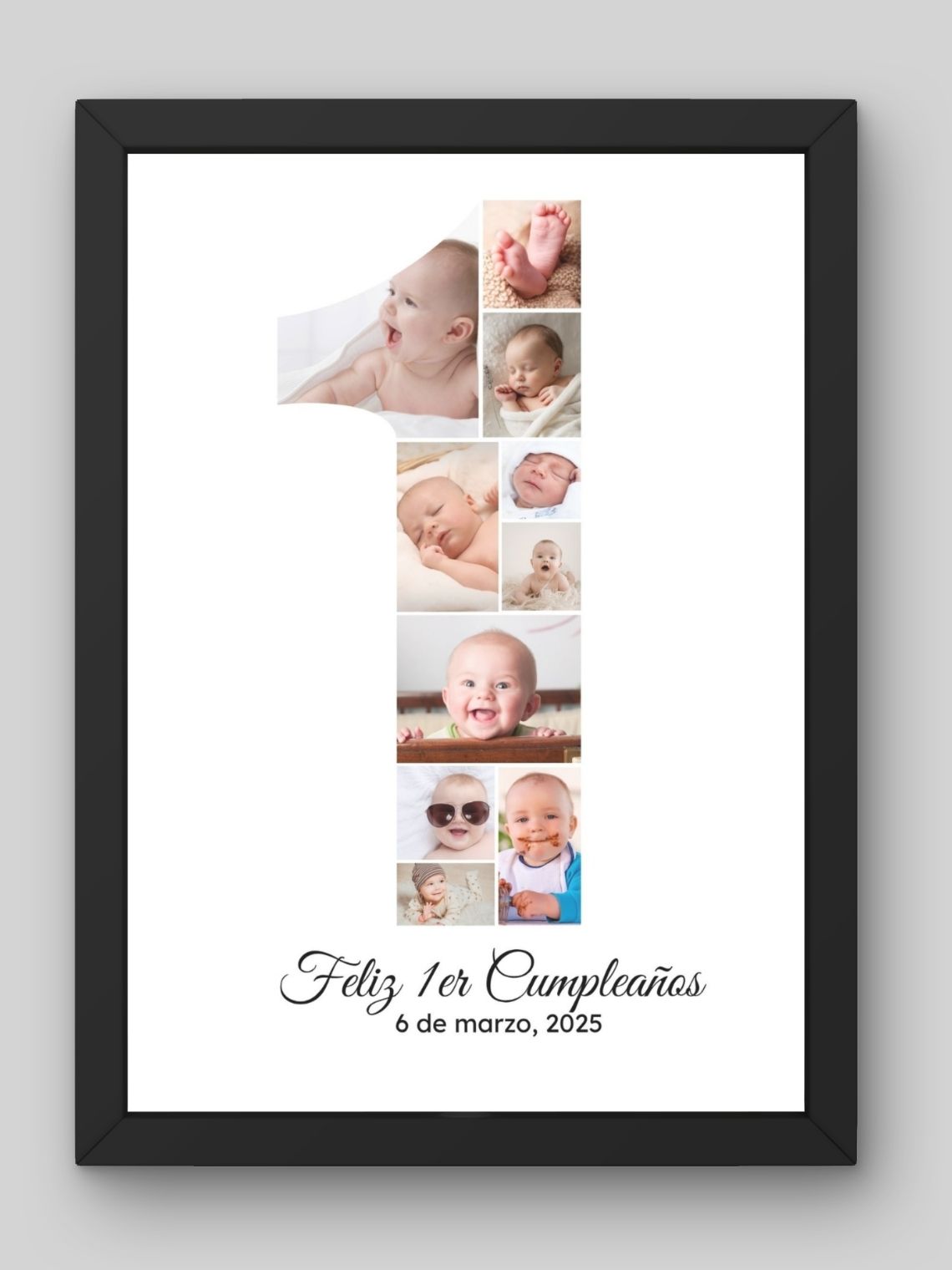 Cuadro Collage de Fotos Cumpleaños Personalizado con Número | Celebra tus Recuerdos 1