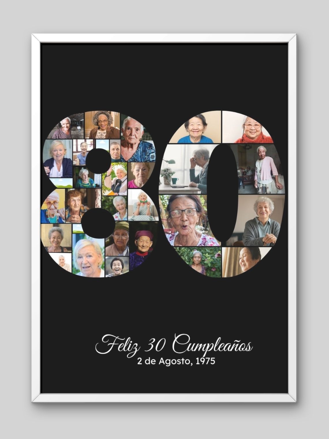 Cuadro Collage de Fotos Cumpleaños Personalizado con Número | Celebra tus Recuerdos 6