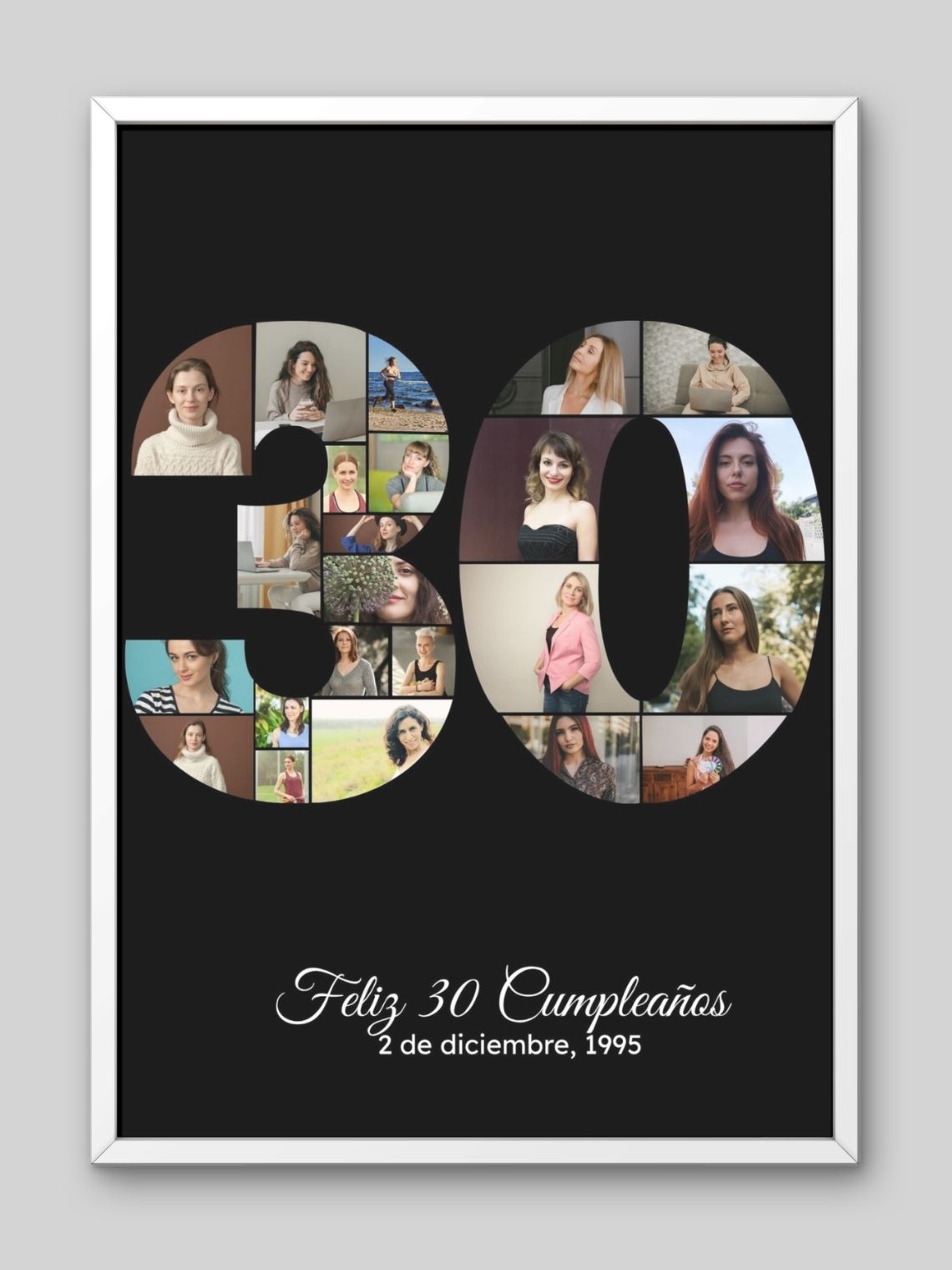 Cuadro Collage de Fotos Cumpleaños Personalizado con Número | Celebra tus Recuerdos 5