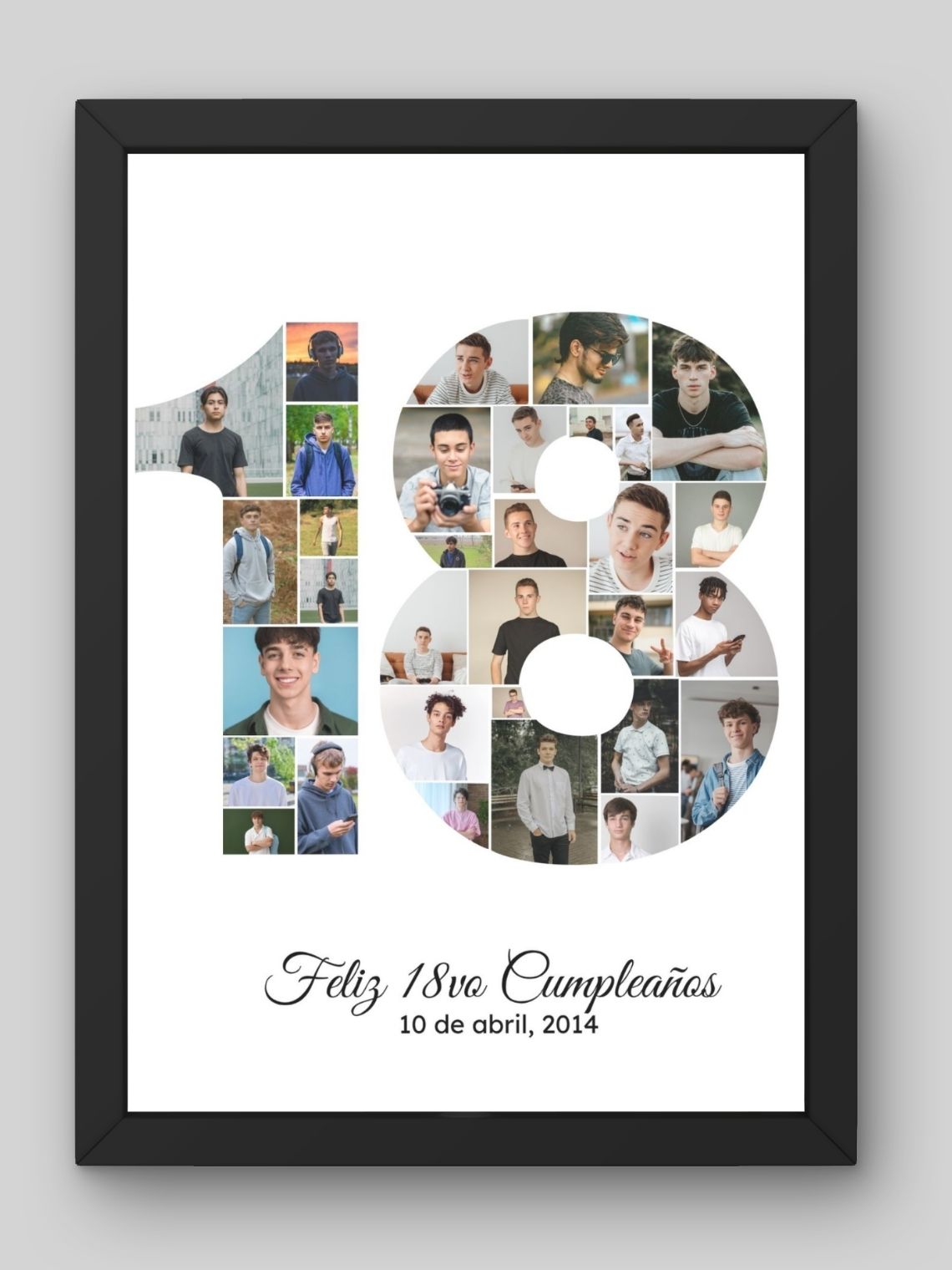 Cuadro Collage de Fotos Cumpleaños Personalizado con Número | Celebra tus Recuerdos 2