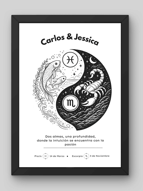 Cuadro Zodiaco Yin Yang Personalizado: Equilibrio y Conexión Cósmica ✨