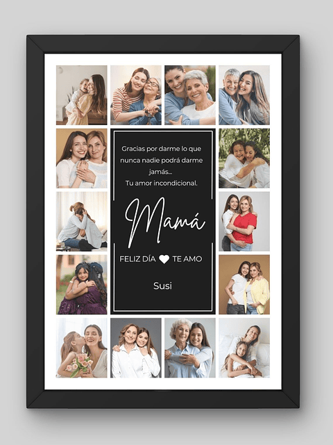 Cuadro Mosaico "Amor de Mamá" Personalizado: Tu Historia en 14 Fotos