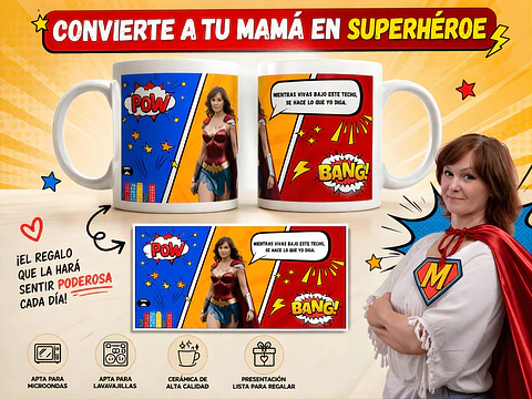 🦸‍♀️ Taza Personalizada "Súper Mamá Heroína": Un Regalo con Súper Poderes 💥