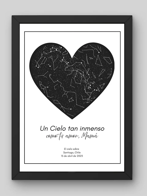 Cuadro Mapa Estelar "Corazón de Mamá": El Cielo de tu Momento Especial 🌌