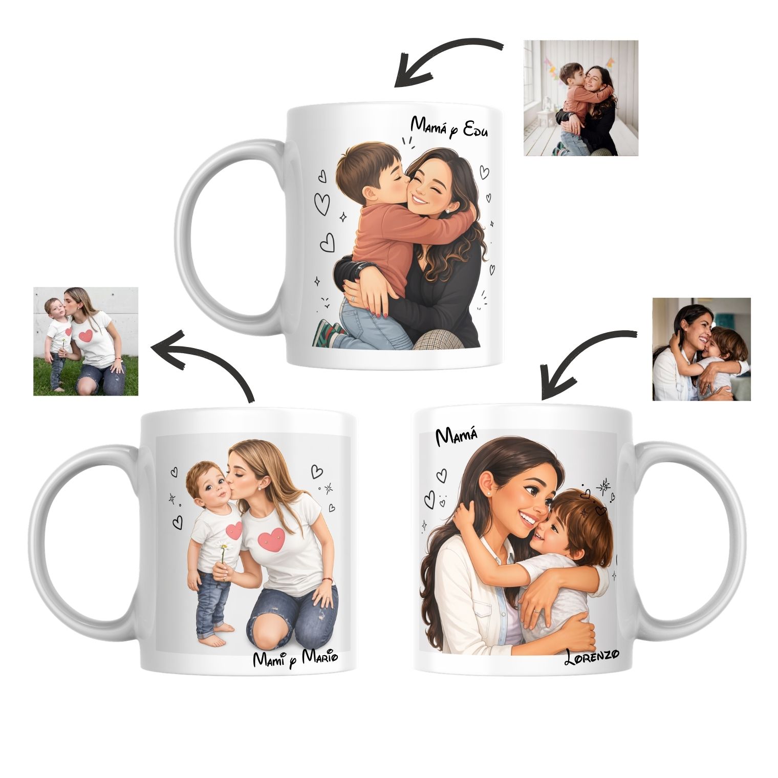 Taza Personalizada: ¡Tu Foto Favorita con mamá en Estilo Cartoon! 1
