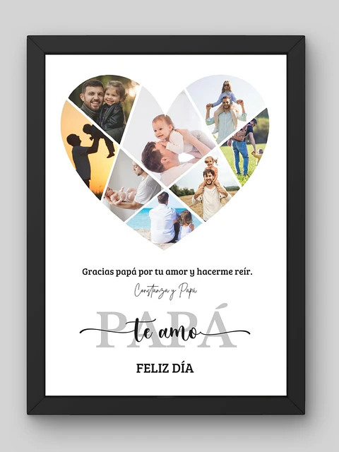 Cuadro Mosaico Corazón "Papá Te Amo": Mil Recuerdos en un Solo Latido