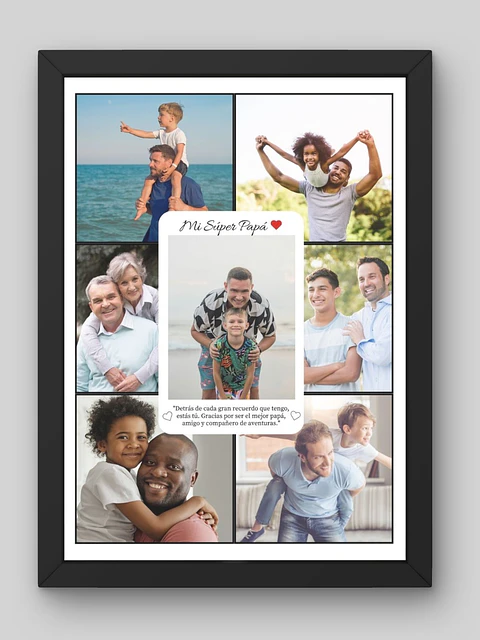 Cuadro Collage Personalizado "Mi Súper Papá" de Recuerdos