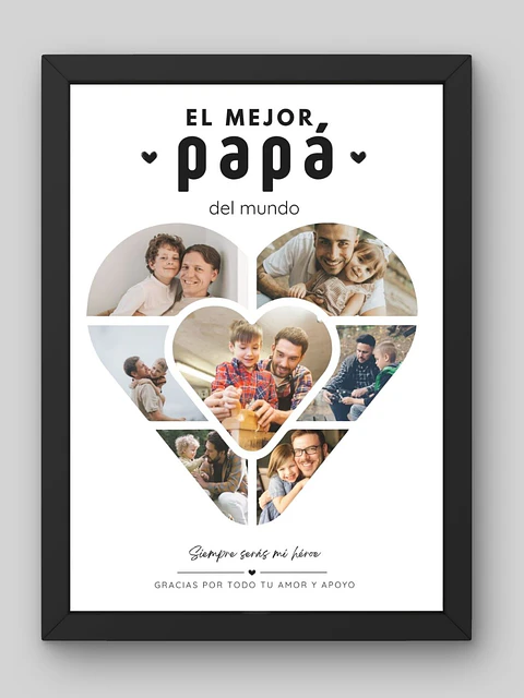 Cuadro Collage Personalizado "Papá, Te Amo" con Foto Principal