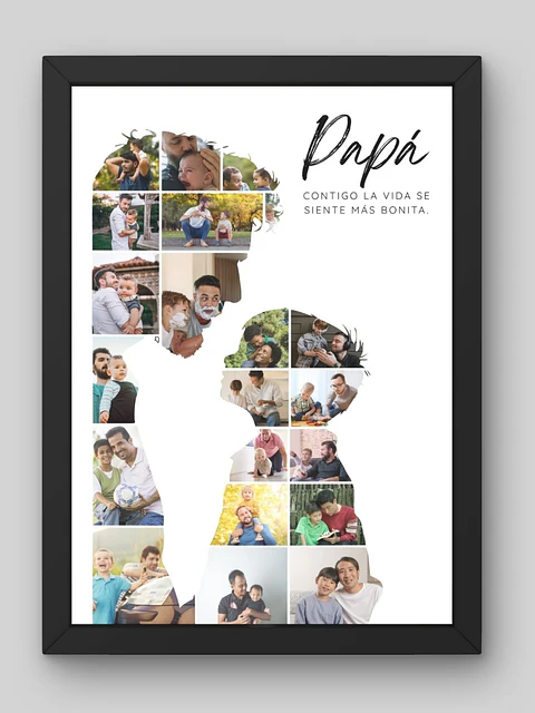 Cuadro Mosaico Personalizado Silueta Cómplices (Papá e Hijo)