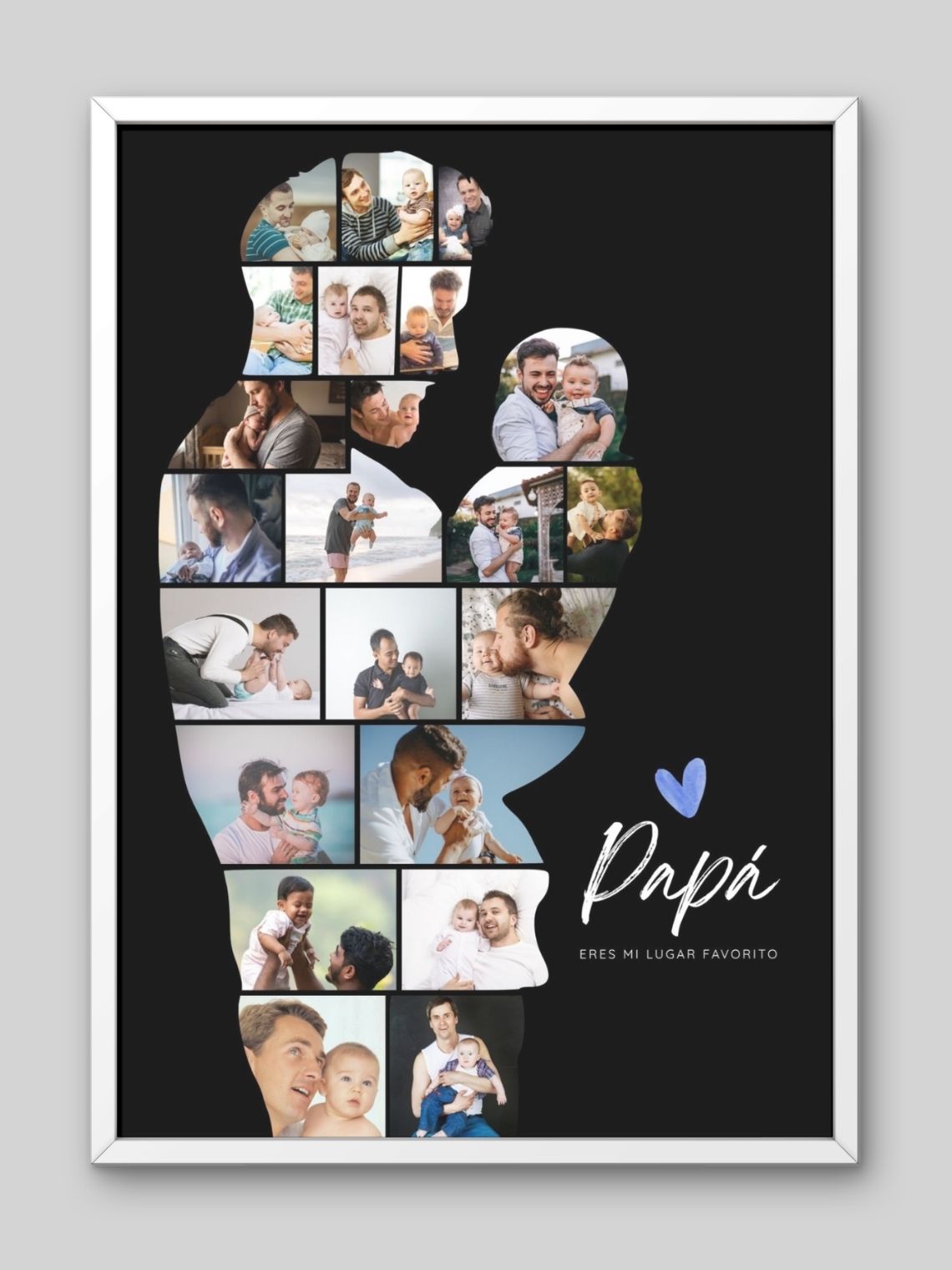Cuadro Mosaico Personalizado Silueta de Papá y Bebé 2