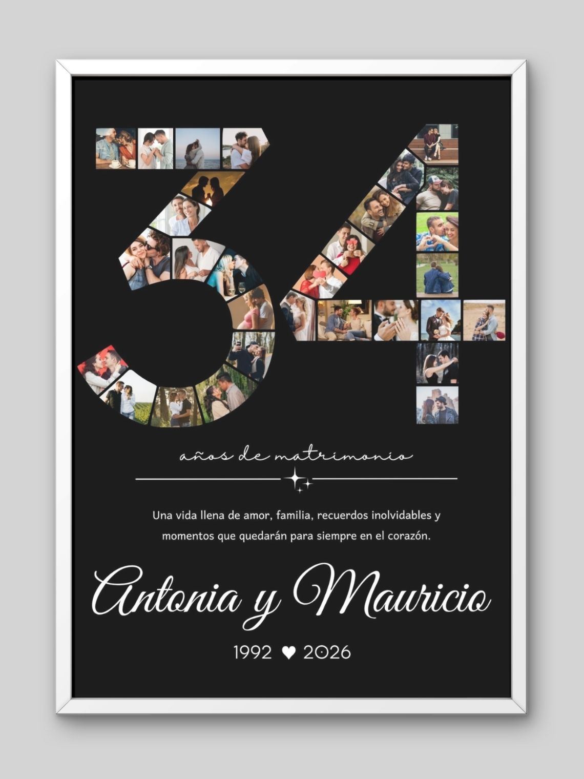 Cuadro Collage Personalizado 34 Años Aniversario 2
