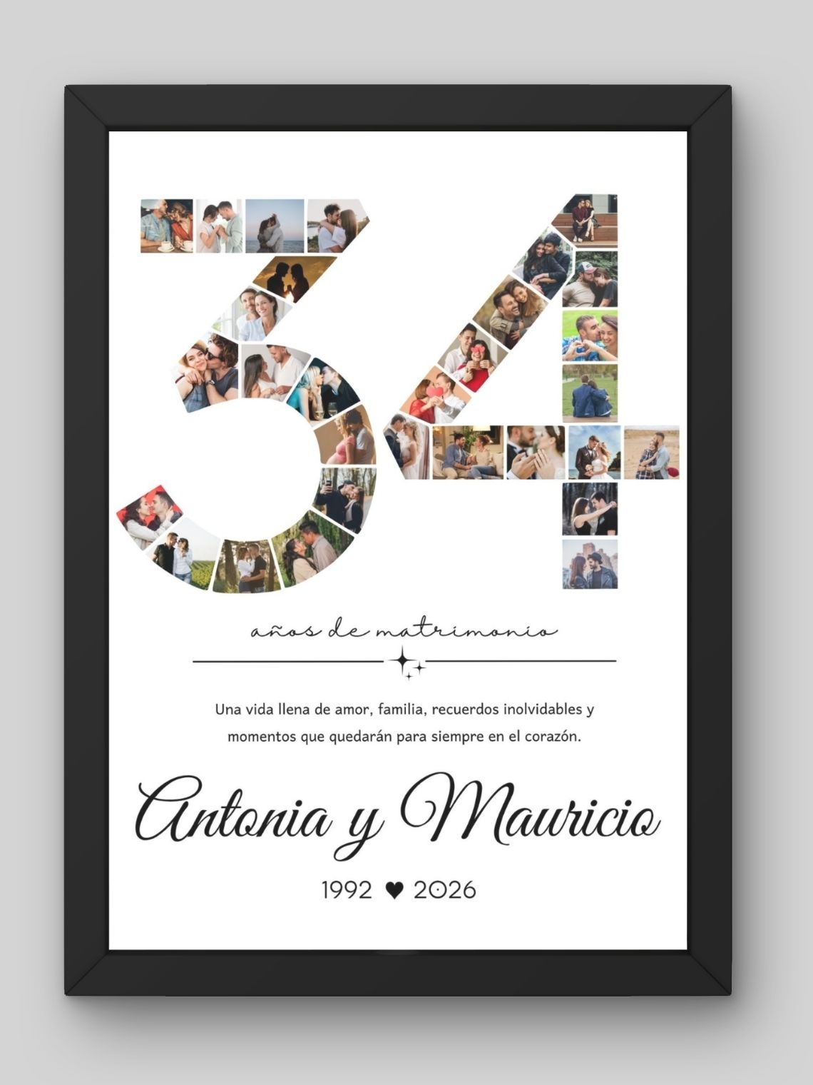 Cuadro Collage Personalizado 34 Años Aniversario 1