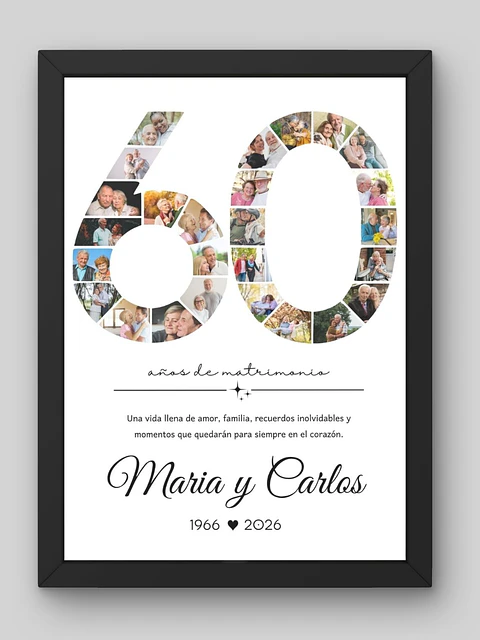 Cuadro Collage Personalizado 60 Años Aniversario 