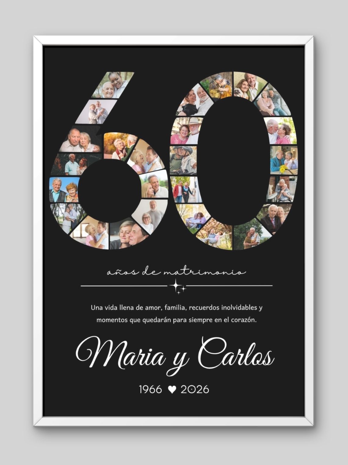 Cuadro Collage Personalizado 60 Años Aniversario  2