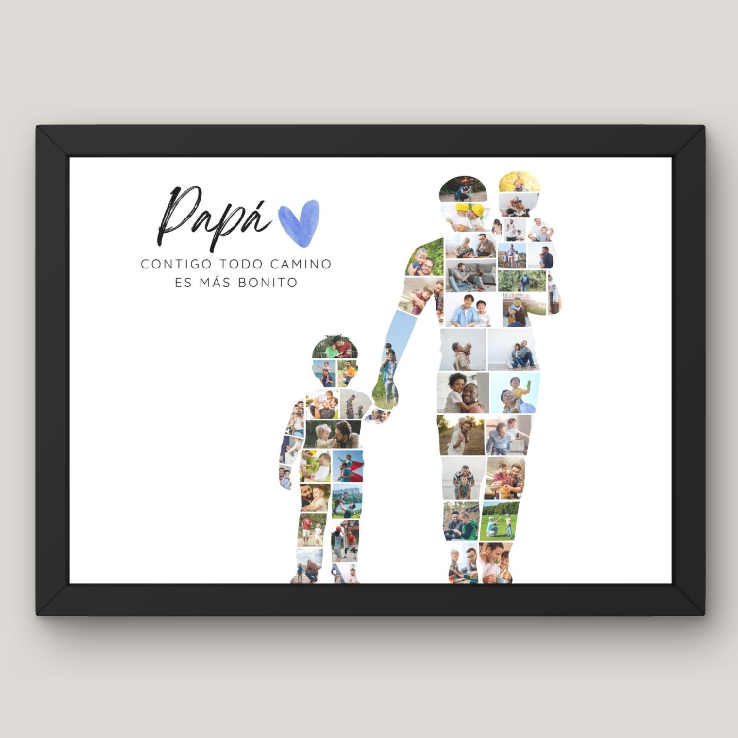 Cuadro Mosaico Personalizado Silueta de Papá e Hijos  1