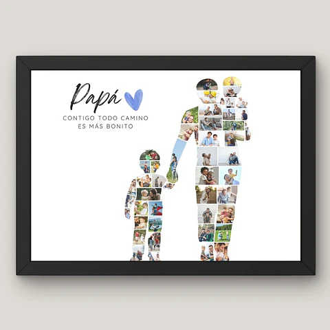 Cuadro Mosaico Personalizado Silueta de Papá e Hijos 