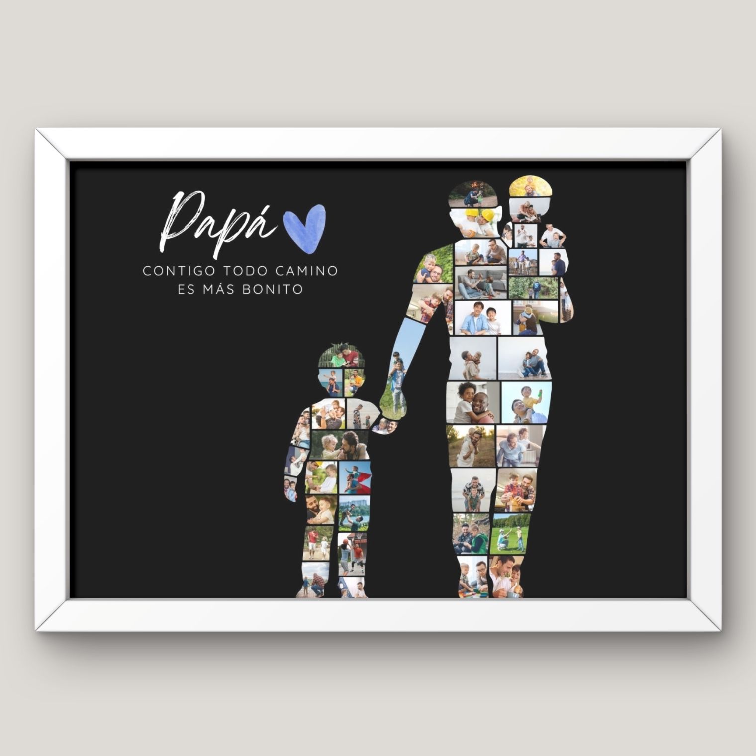 Cuadro Mosaico Personalizado Silueta de Papá e Hijos  2