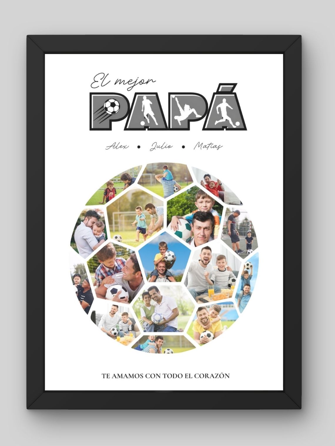 Cuadro Mosaico Personalizado Pelota de Fútbol para Papá 1