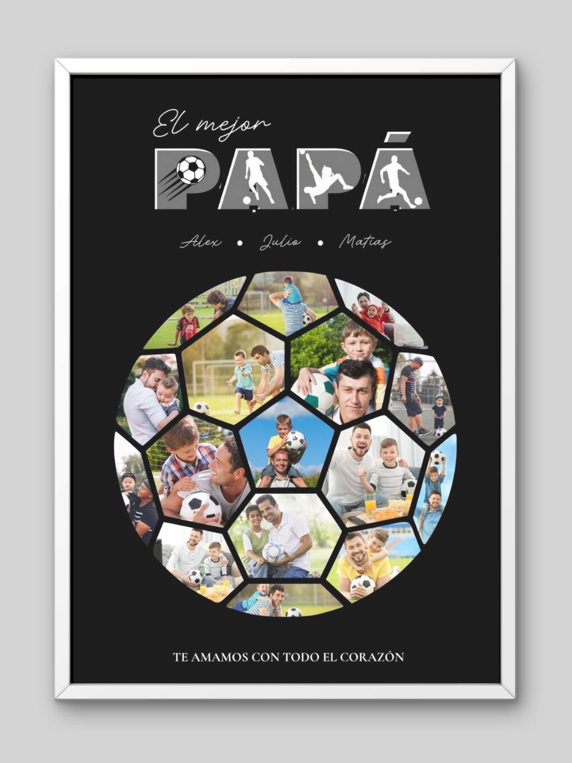 Cuadro Mosaico Personalizado Pelota de Fútbol para Papá 2