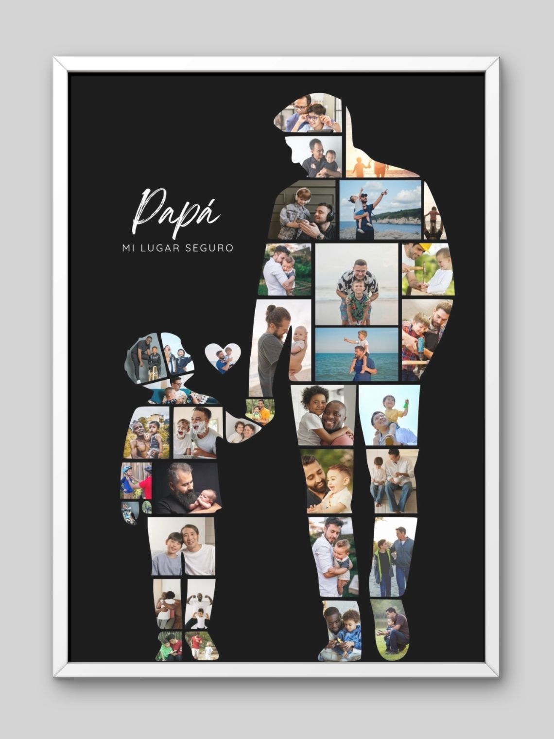 Cuadro Mosaico Personalizado Silueta Padre e Hijo 2