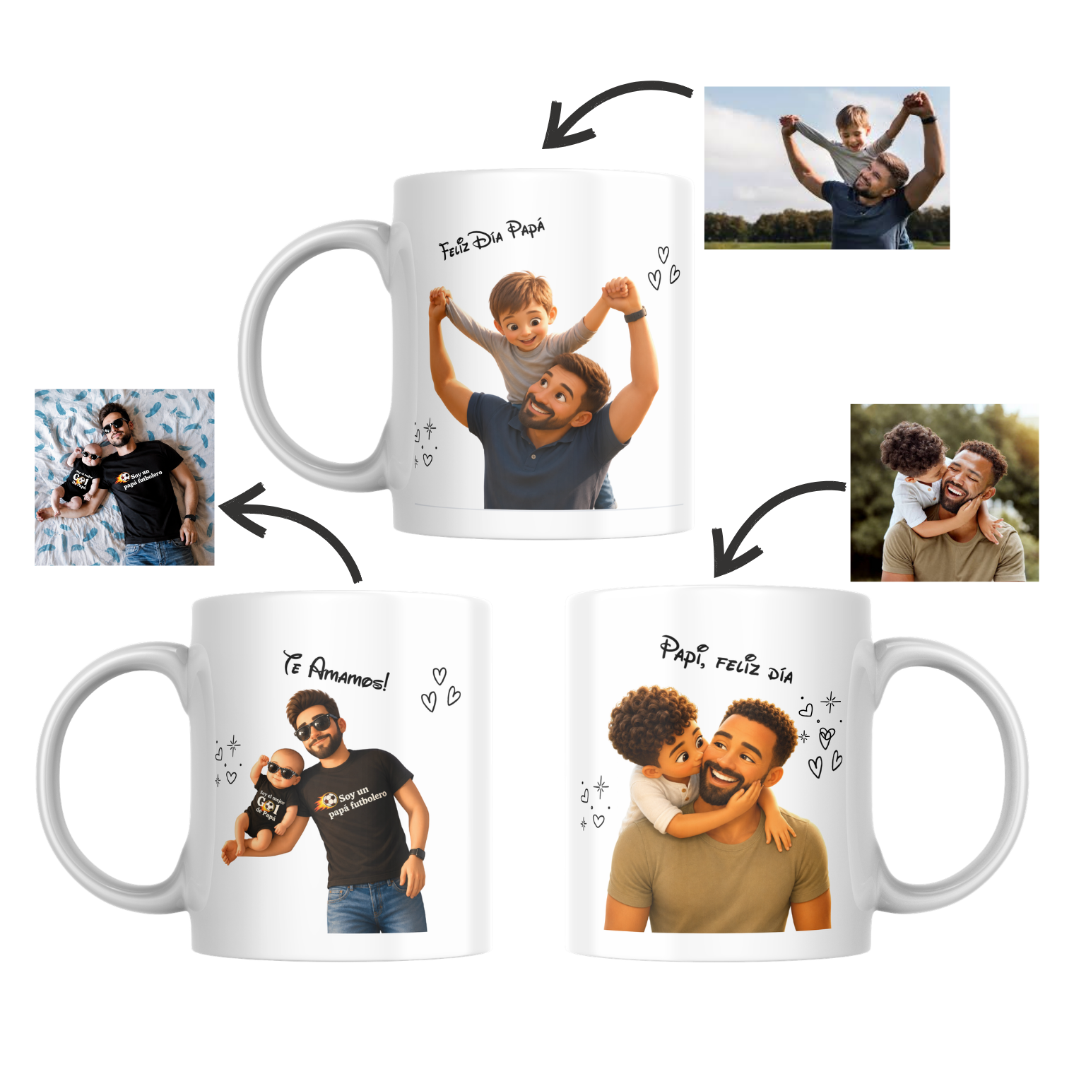Taza Personalizada: ¡Tu Foto Favorita con papá en Estilo Cartoon! 1
