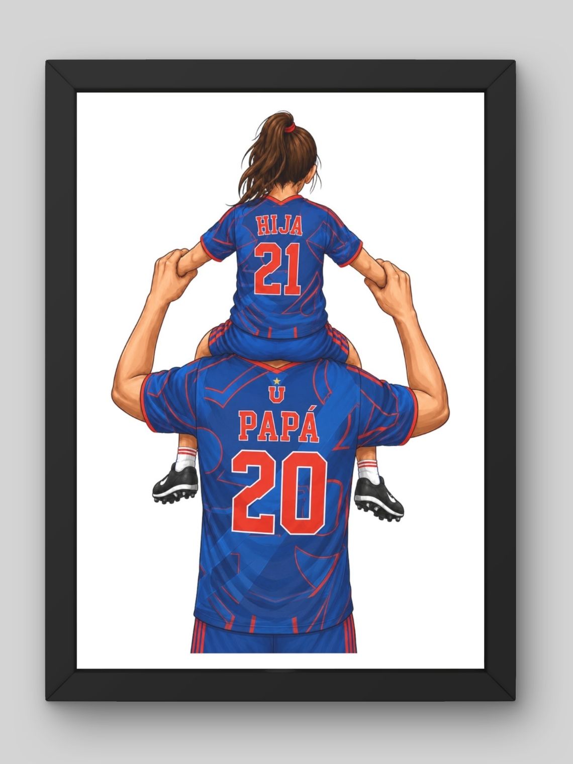 Cuadro Ilustración Personalizada Familia Futbolera  1