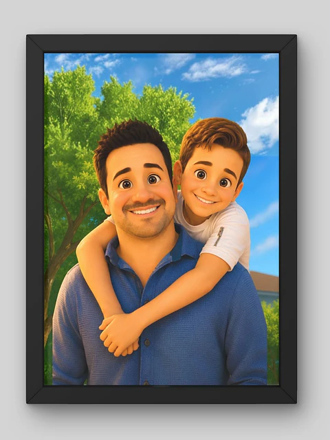 Cuadro Retrato Personalizado Papá Estilo Película Pixxar
