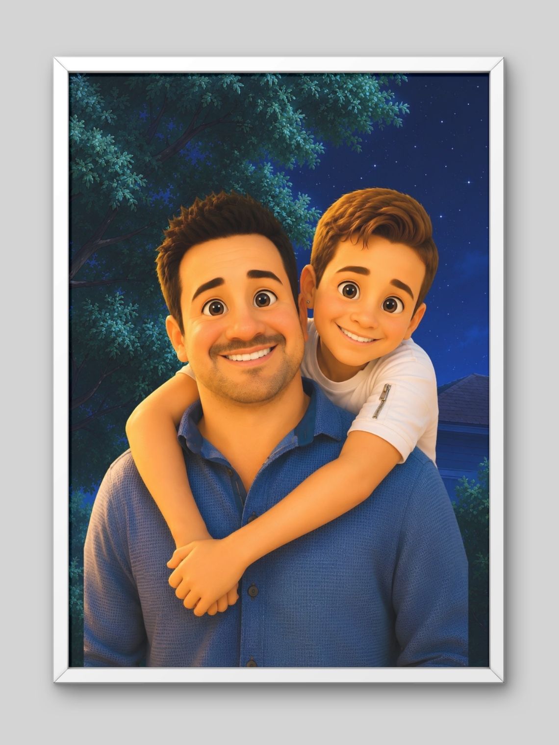 Cuadro Retrato Personalizado Papá Estilo Película Pixar 5
