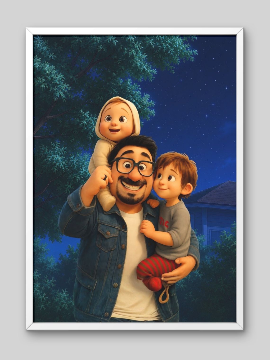 Cuadro Retrato Personalizado Papá Estilo Película Pixar 2