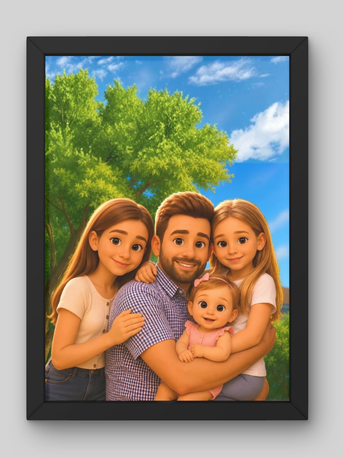 Cuadro Retrato Personalizado Papá Estilo Película Pixar 3