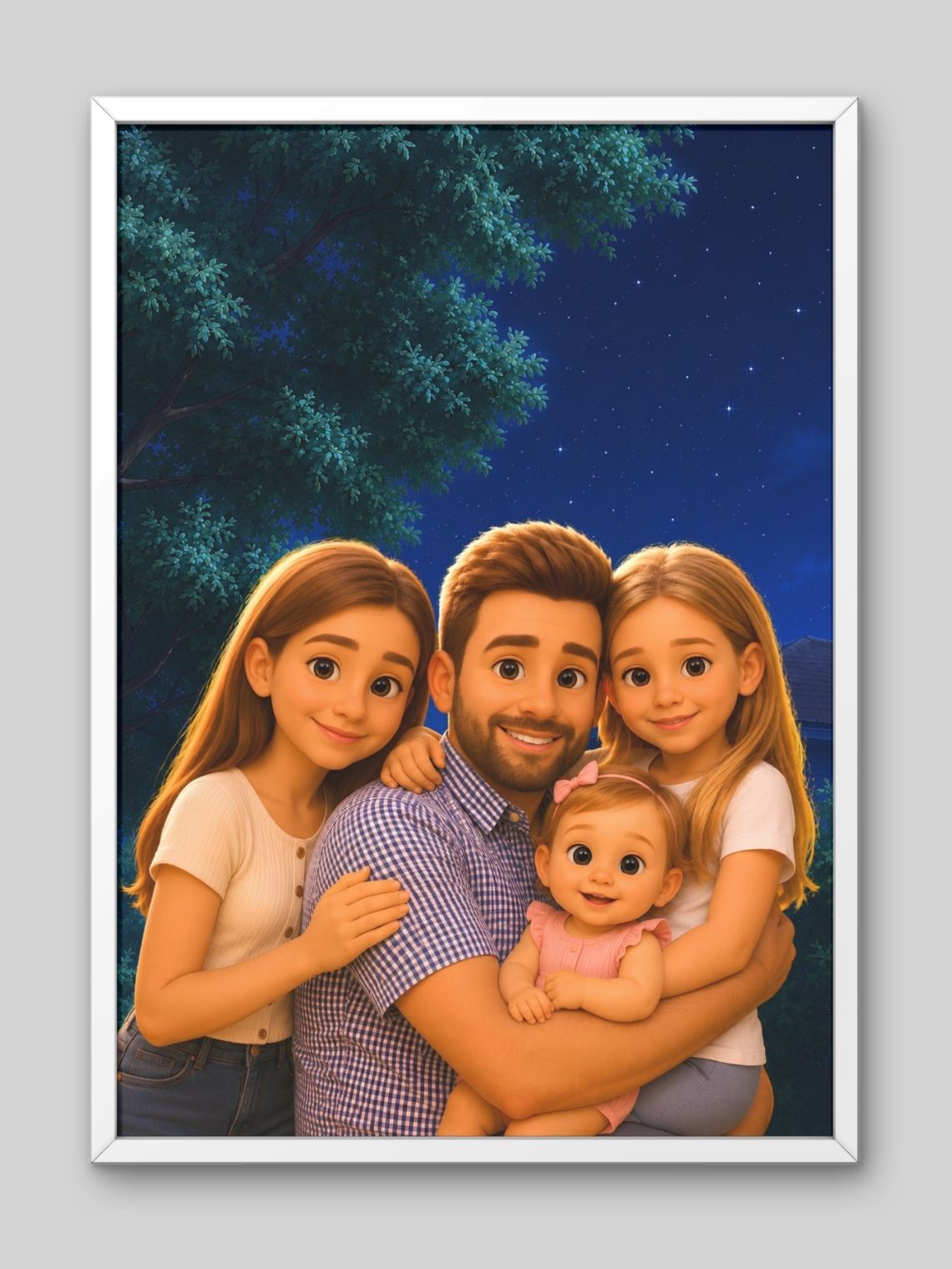 Cuadro Retrato Personalizado Papá Estilo Película Pixar 4