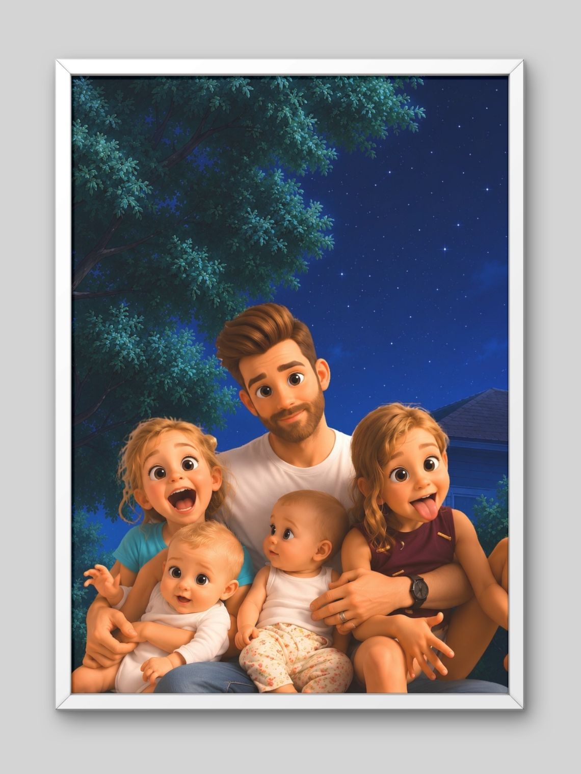 Cuadro Retrato Personalizado Papá Estilo Película Pixar 8