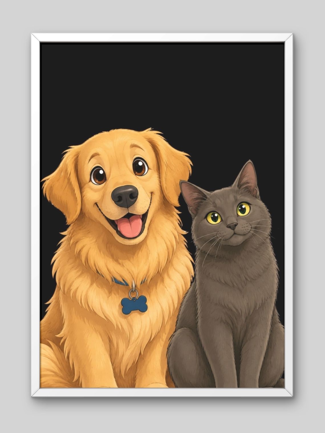 Cuadro Retrato Personalizado Mascotas Estilo Película Disney 12