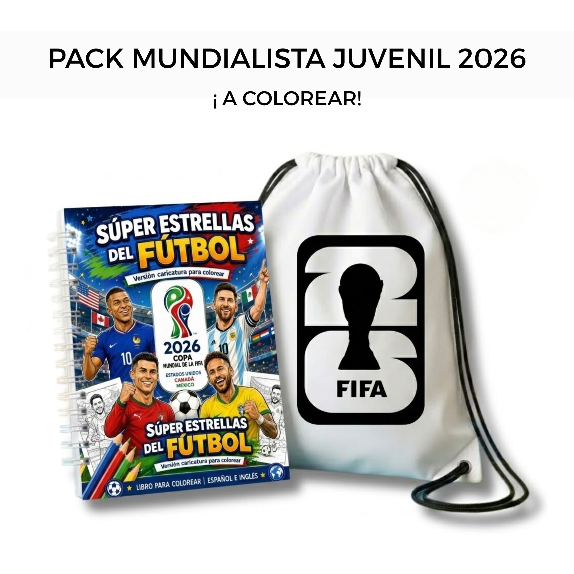 Pack Mundialista Juvenil 2026 - Libro Súper Estrellas + Mochila Morral 1