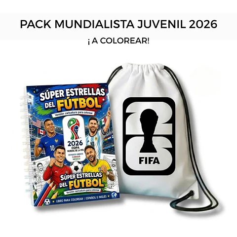 Pack Mundialista Juvenil 2026 - Libro Súper Estrellas + Mochila Morral