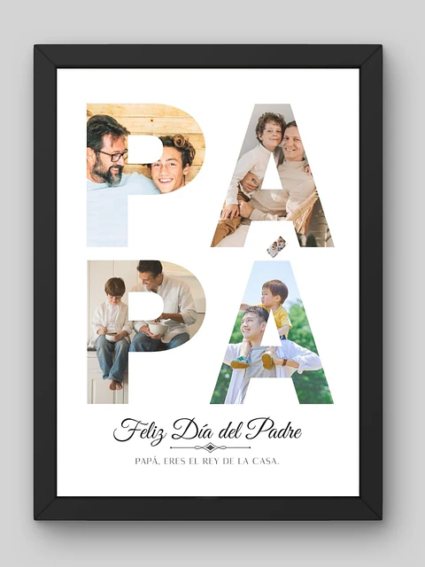 Cuadro Retrato Personalizado Papá con Collage de Fotos